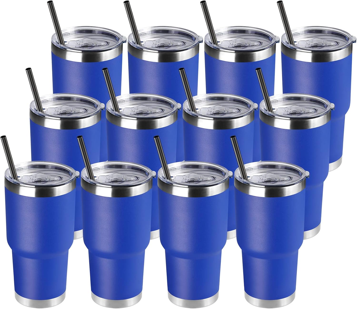DOMICARE Vaso de 30 oz con tapa y pajita, vasos de acero inoxidable a granel, aislado al vacío de doble pared, taza para café de viaje, vaso
