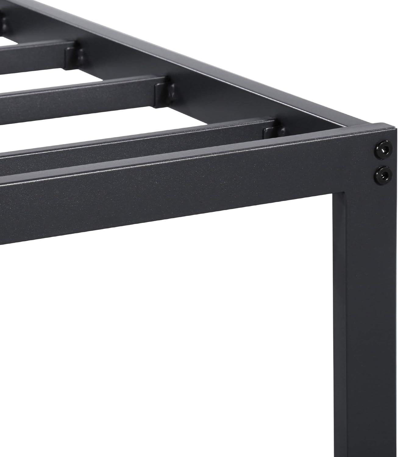PrimaSleep Marco de cama de acero resistente de 14 pulgadas, antideslizante, cómodo marco de cama, sin ruido, fácil de montar, color negro, tamaño