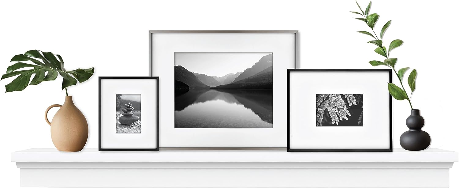 Master & Co. – Repisa flotante clásica para chimenea, estantes flotantes largos para decoración de pared, 60 pulgadas, color blanco