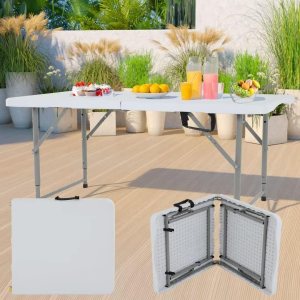 Mesa de campamento de 4 pies, mesa plegable de altura portátil, mesa plegable ajustable con asa, mesa portátil de picnic adecuada para fiestas en Mesa de campamento de 4 pies, mesa plegable de altura portátil, mesa plegable ajustable con asa, mesa portátil de picnic adecuada para fiestas en