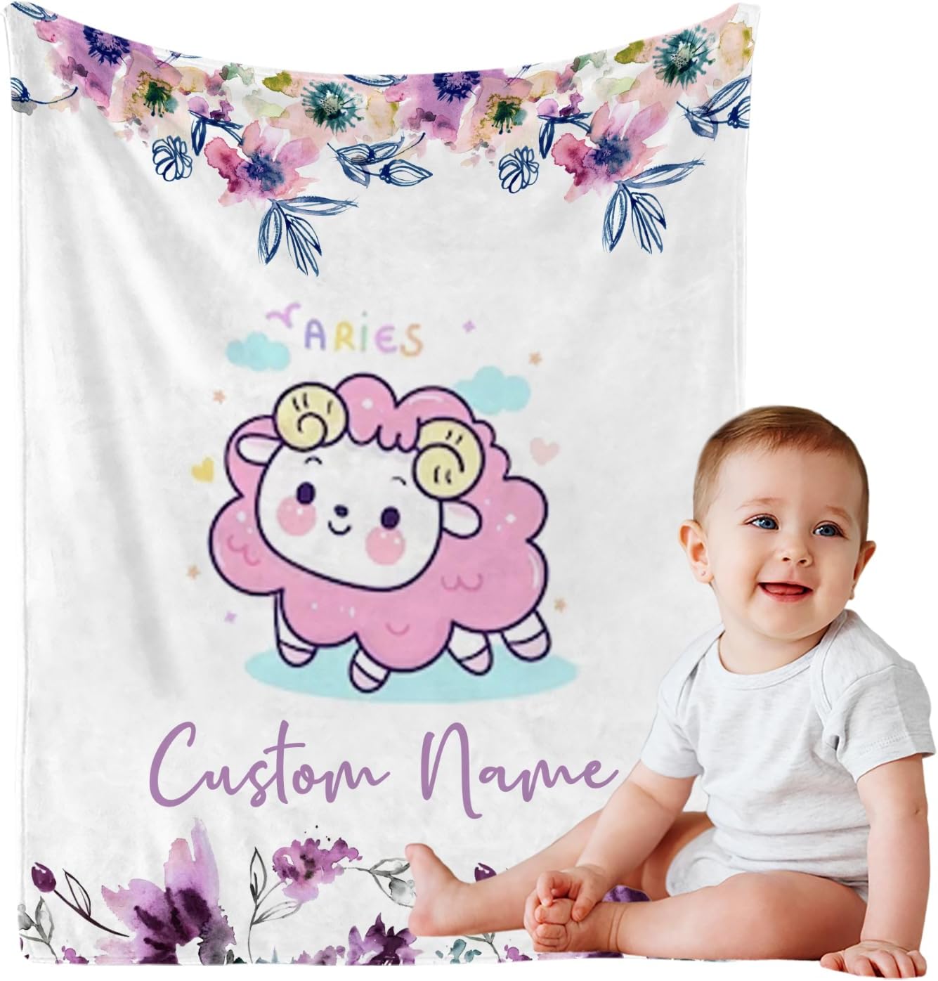 Mantas de bebé personalizadas con nombre, manta personalizada con nombre del zodiaco de felpa y acogedora manta personalizada de constelación con