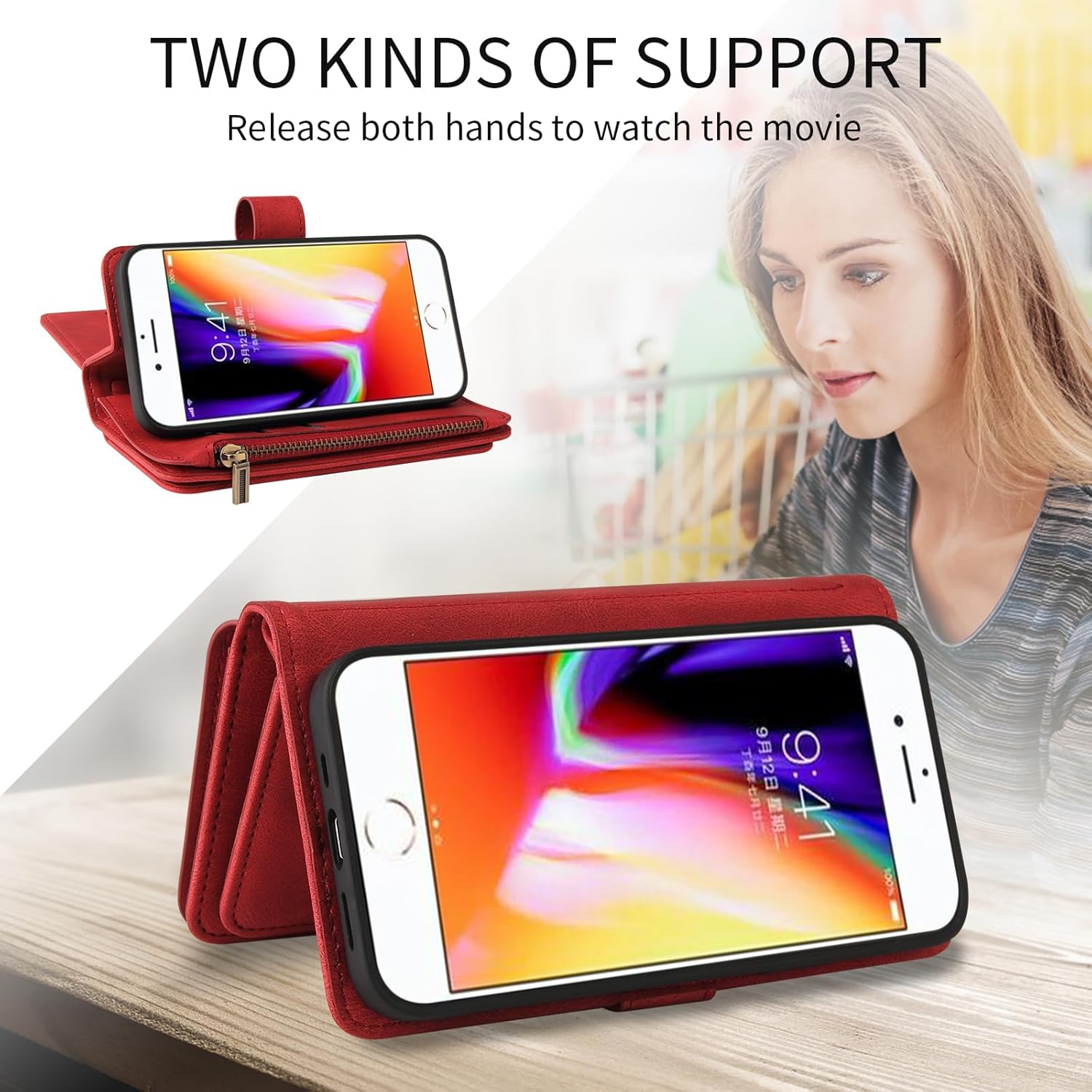 Asuwish Funda de teléfono para iPhone 66s78SE 2020 2022 con protector de pantalla de vidrio templado y soporte para tarjeta de identificación
