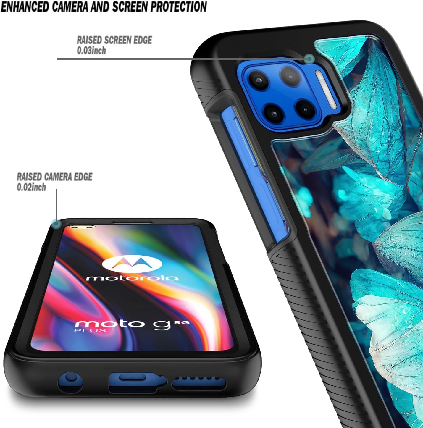 NZND Funda para Motorola Moto One 5G  5G UWG 5G Plus con protector de pantalla integrado, protección de cuerpo completo, protección a prueba de