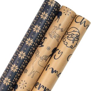 RUSPEPA Rollos de papel de regalo de Navidad  Mini rollo  17 pulgadas x 10 pies por rollo, total de 3 rollos  reno y copo de nieve RUSPEPA Rollos de papel de regalo de Navidad  Mini rollo  17 pulgadas x 10 pies por rollo, total de 3 rollos  reno y copo de nieve