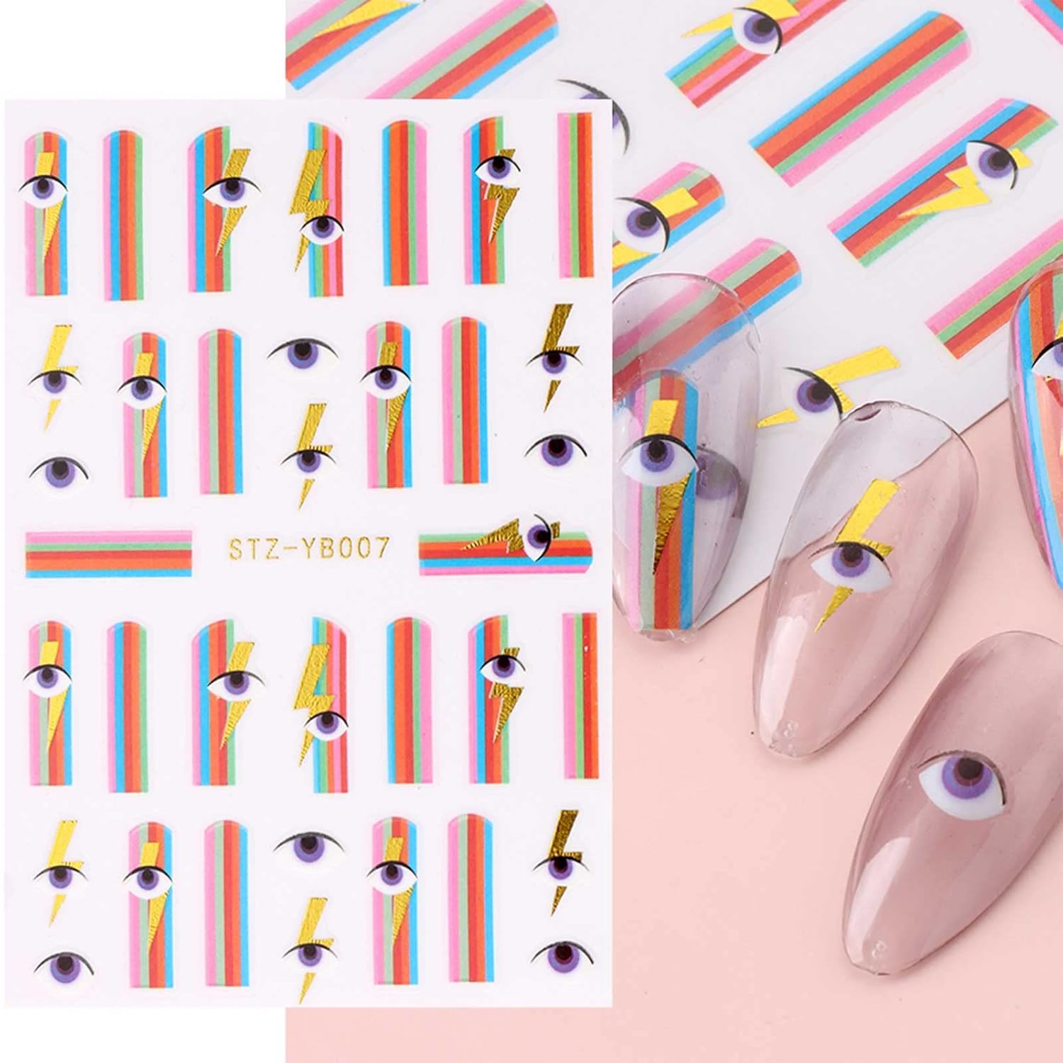 12 hojas de calcomanías de arte de uñas de mármol, calcomanías autoadhesivas para uñas, línea azul francesa, suministros de uñas, diseño de uñas,