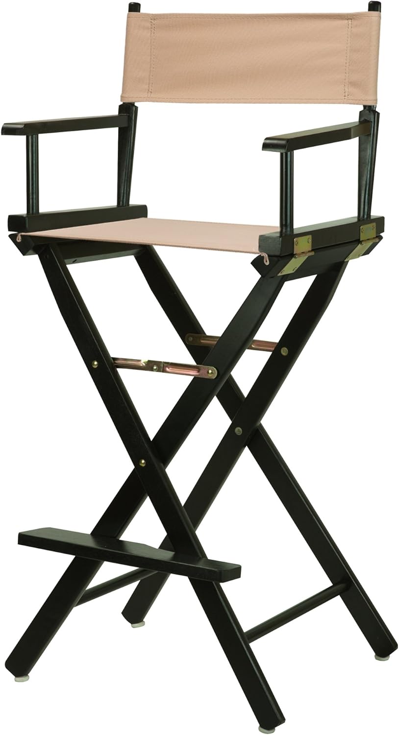 Casual Home – Silla de director de 30in, marco negro, con lienzo color bronceado, altura de barra