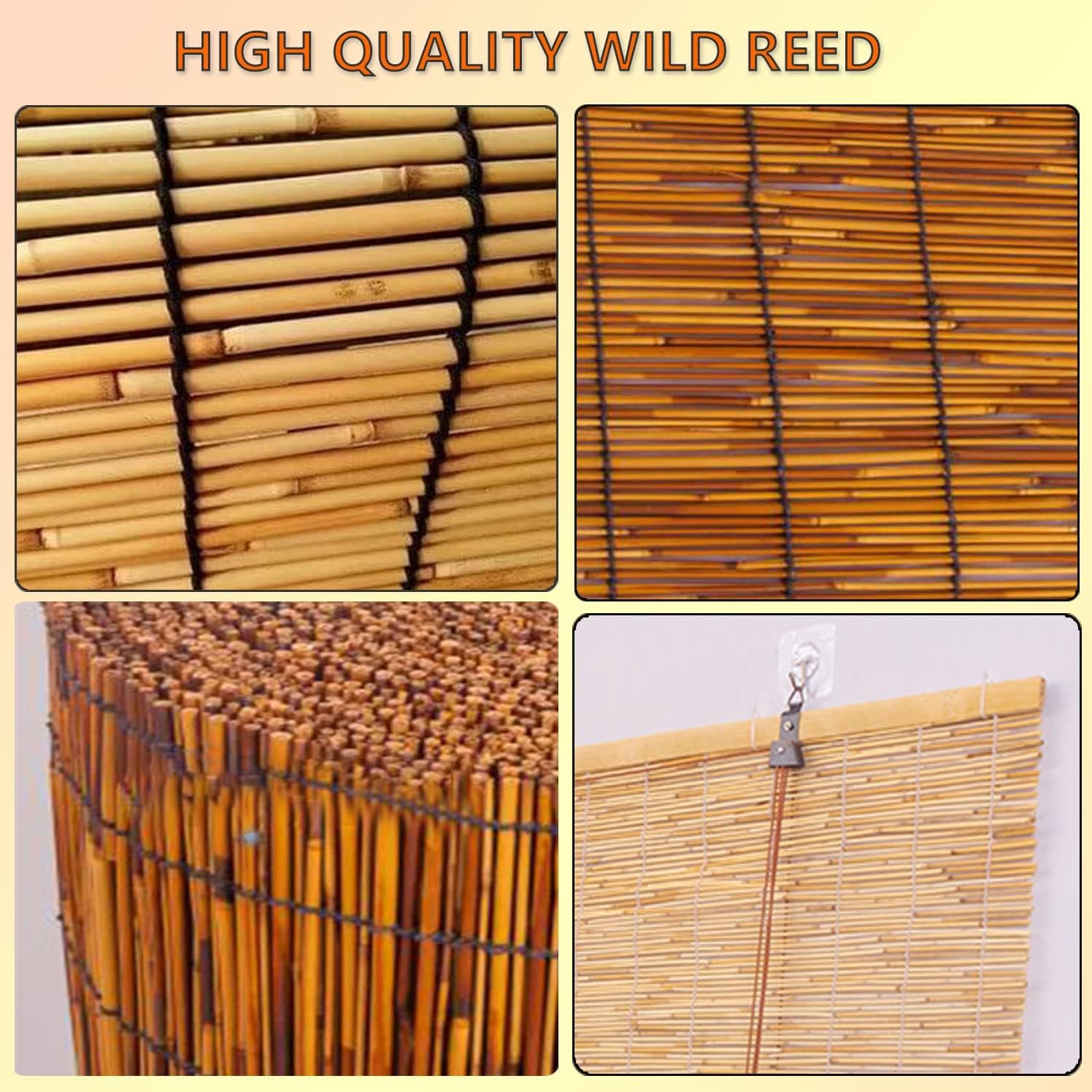 Persianas de bambú para ventanas, persianas enrollables de caña al aire libre, enrollables de bambú retro, persianas enrollables romanas