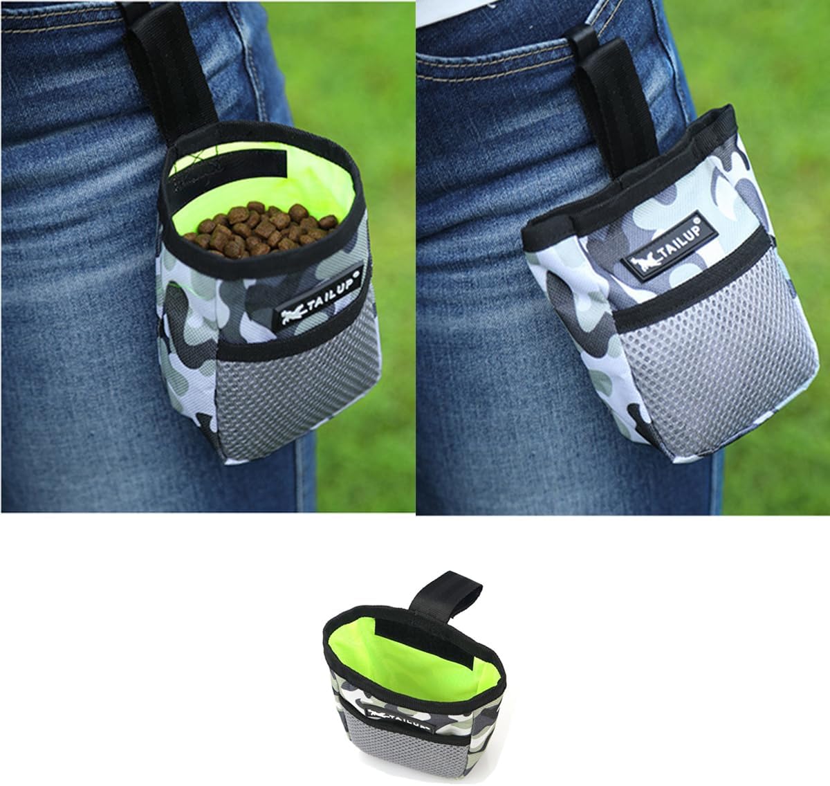 1 bolsa de golosinas para perros con clip para cinturón, mini bolsa de entrenamiento de mascotas para entrenadores de mascotas, viajes o uso al aire
