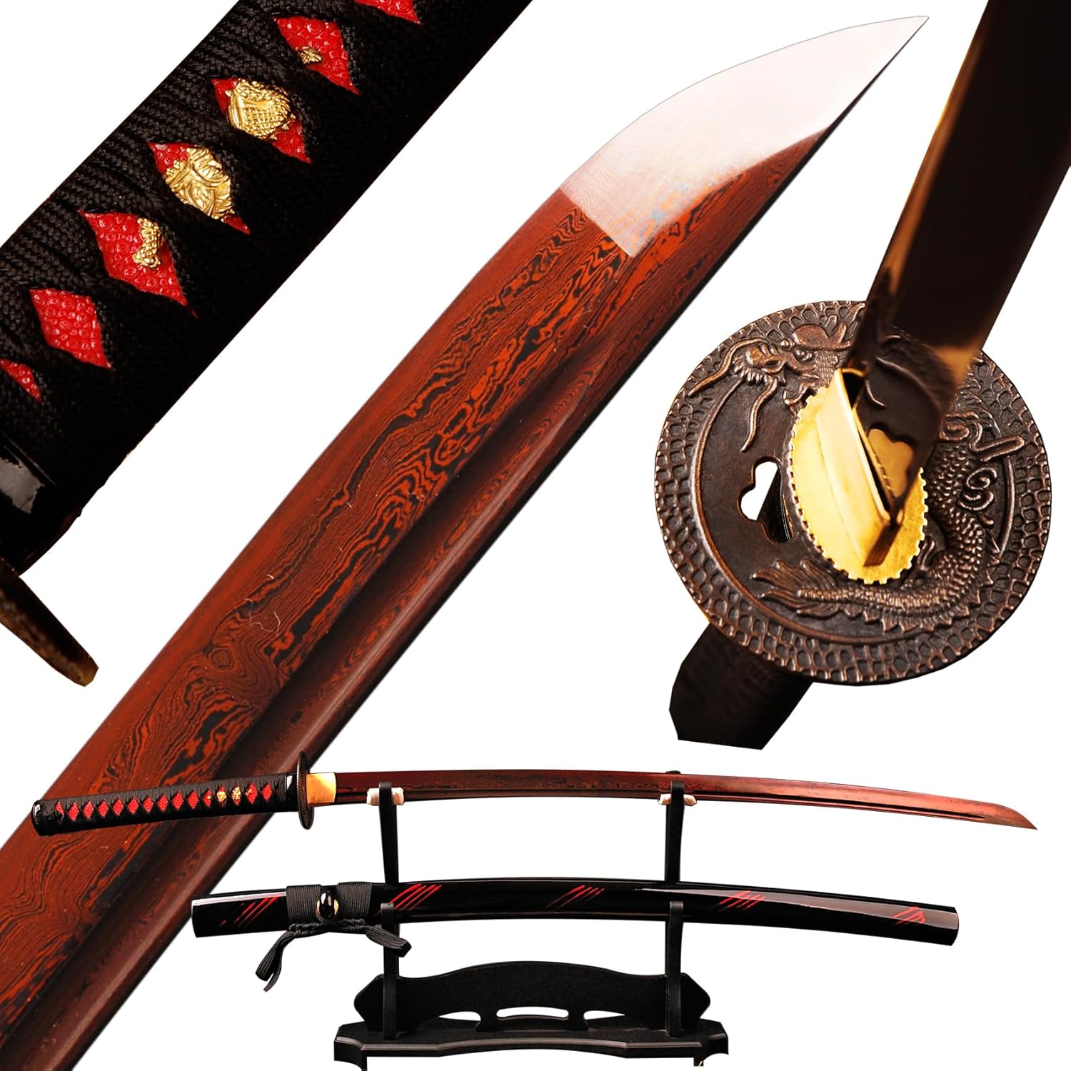 Samurai Sword – Espada katana forjada a mano auténtica, espada de anime, espadas japonesas, proceso de endurecimiento tradicional, perfecta para