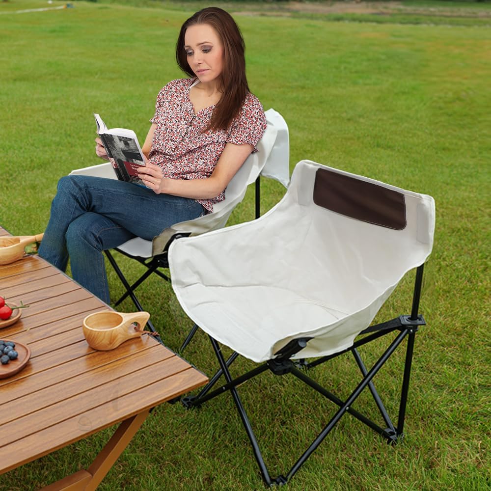 Sillas de camping, sillas de césped, sillas portátiles que se instalan en 4 segundos, soporta 265 libras, silla plegable y de mochilero con bolsas