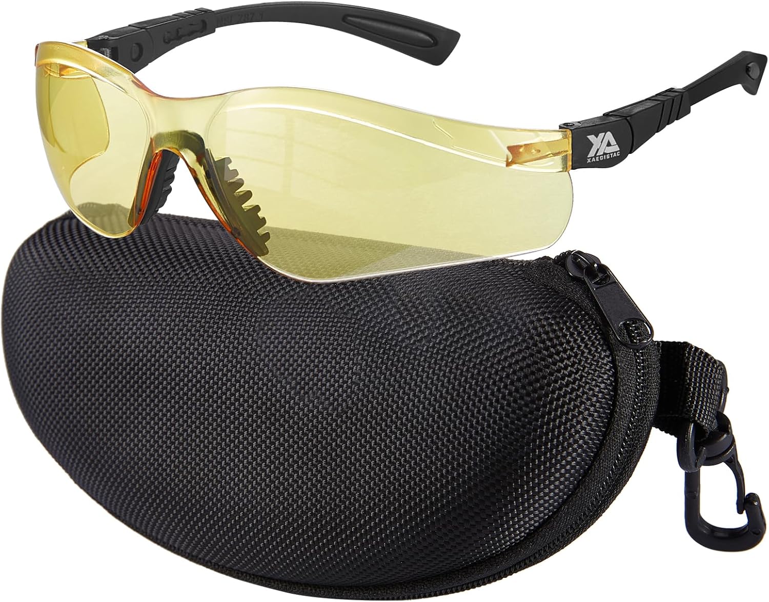 xaegistac Shooting Glasses Anti-fog Shooting Range Eye Protection, Adjustable Safety Glasses with Zipper Hard Case