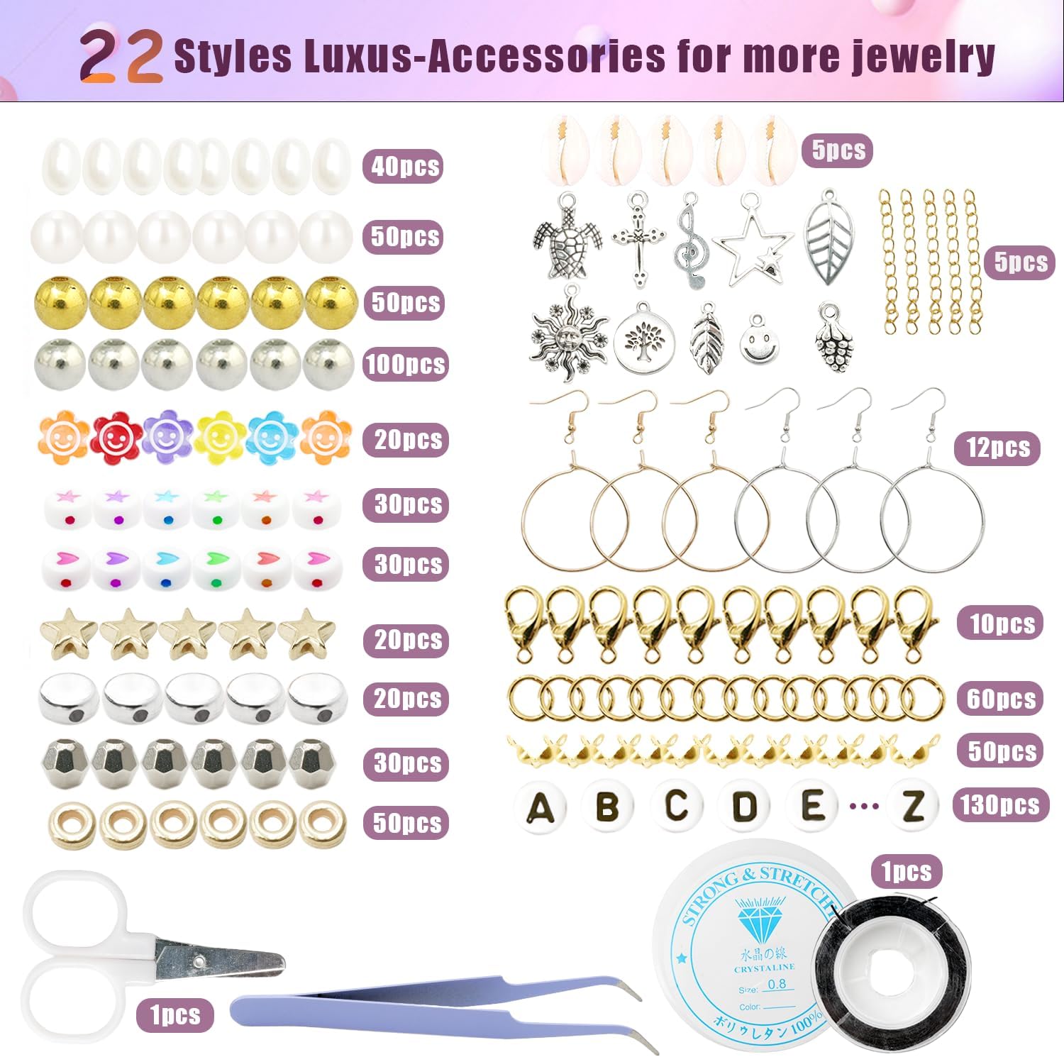 Woixiow Cuentas de arcilla, 5500 cuentas de arcilla polimérica para hacer pulseras, cuentas de arcilla de 28 colores para kit de fabricación de