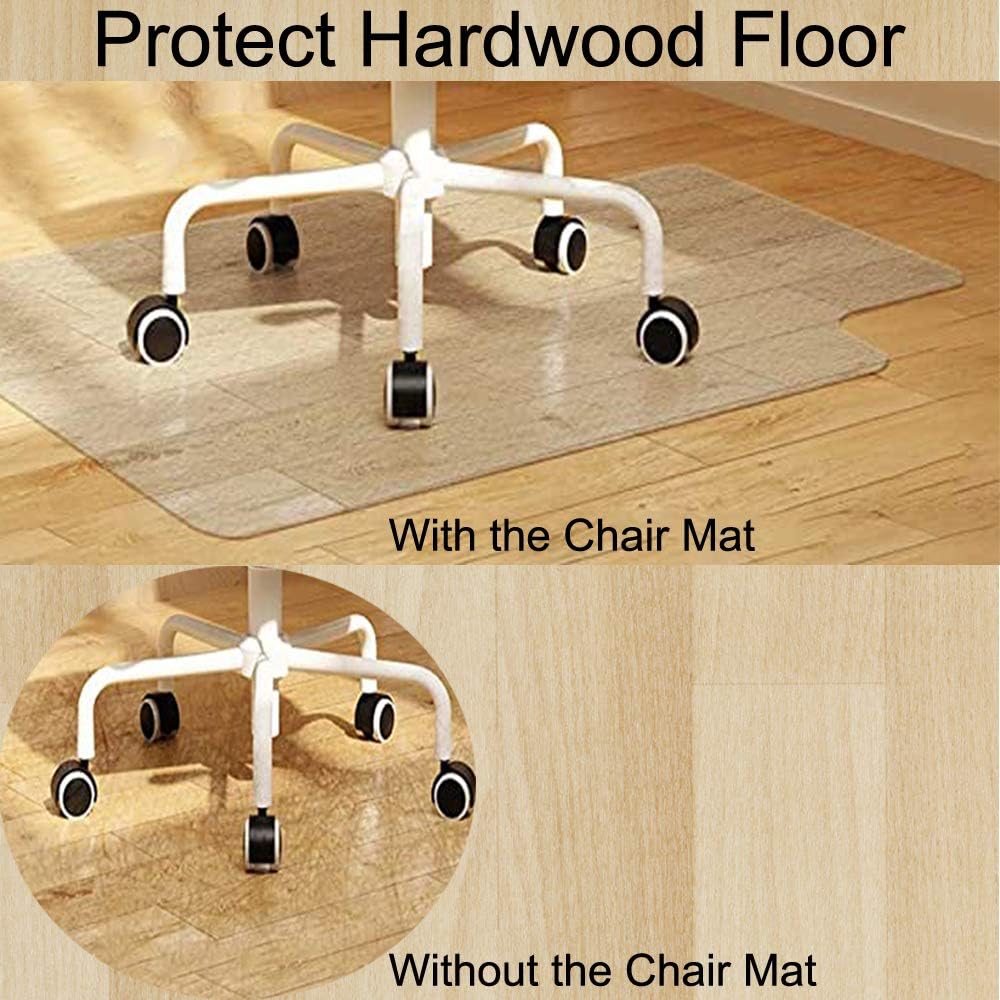 Tapete para silla de oficina para suelo de madera dura, de 48 x 36 pulgadas, resistente y duro, tapetes transparentes para silla de computadora,