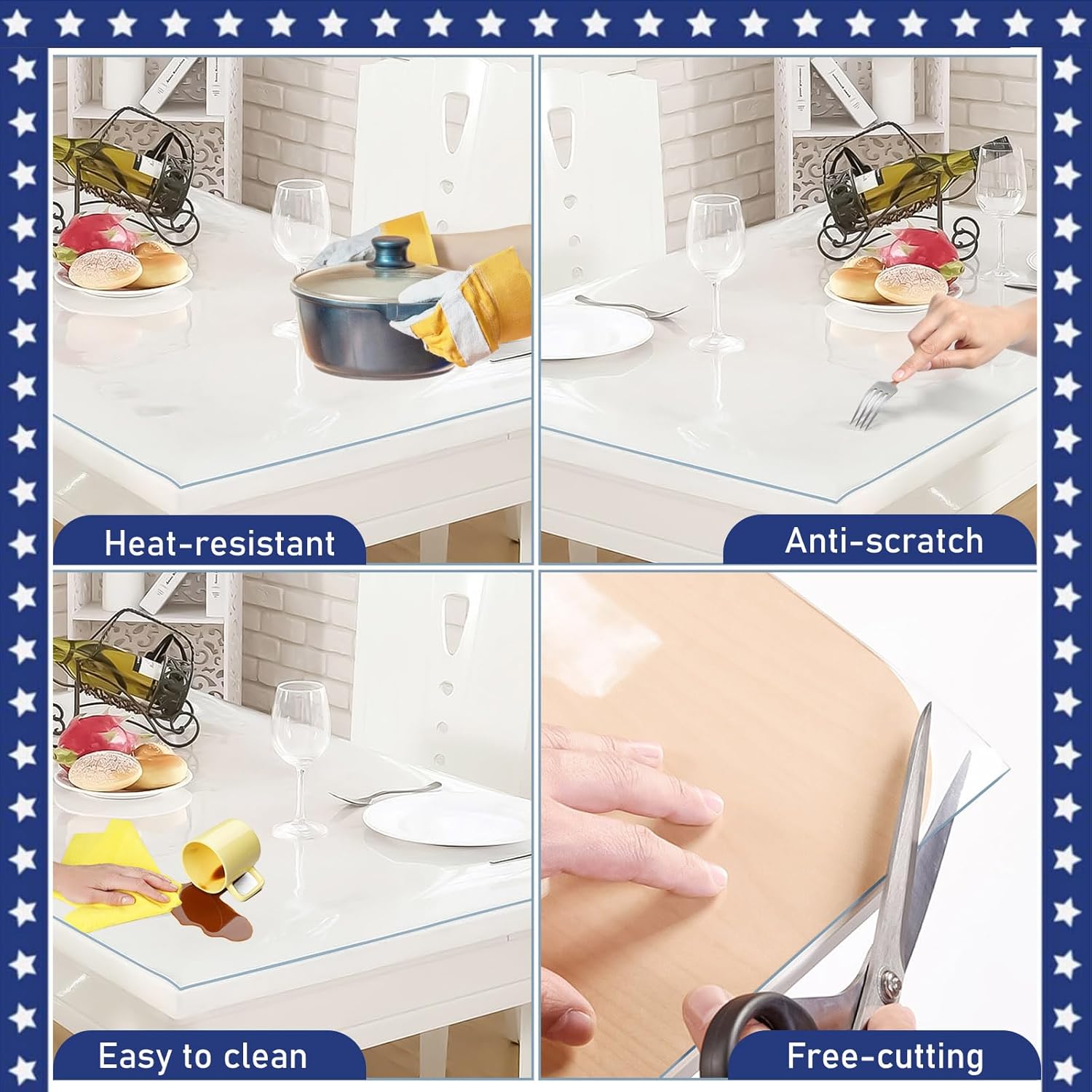 Tapete redondo de 42 pulgadas para mesa de PVC, de vinilo transparente, de grado alimenticio, para cocina, habitación, bar, café, escritorio, tapete