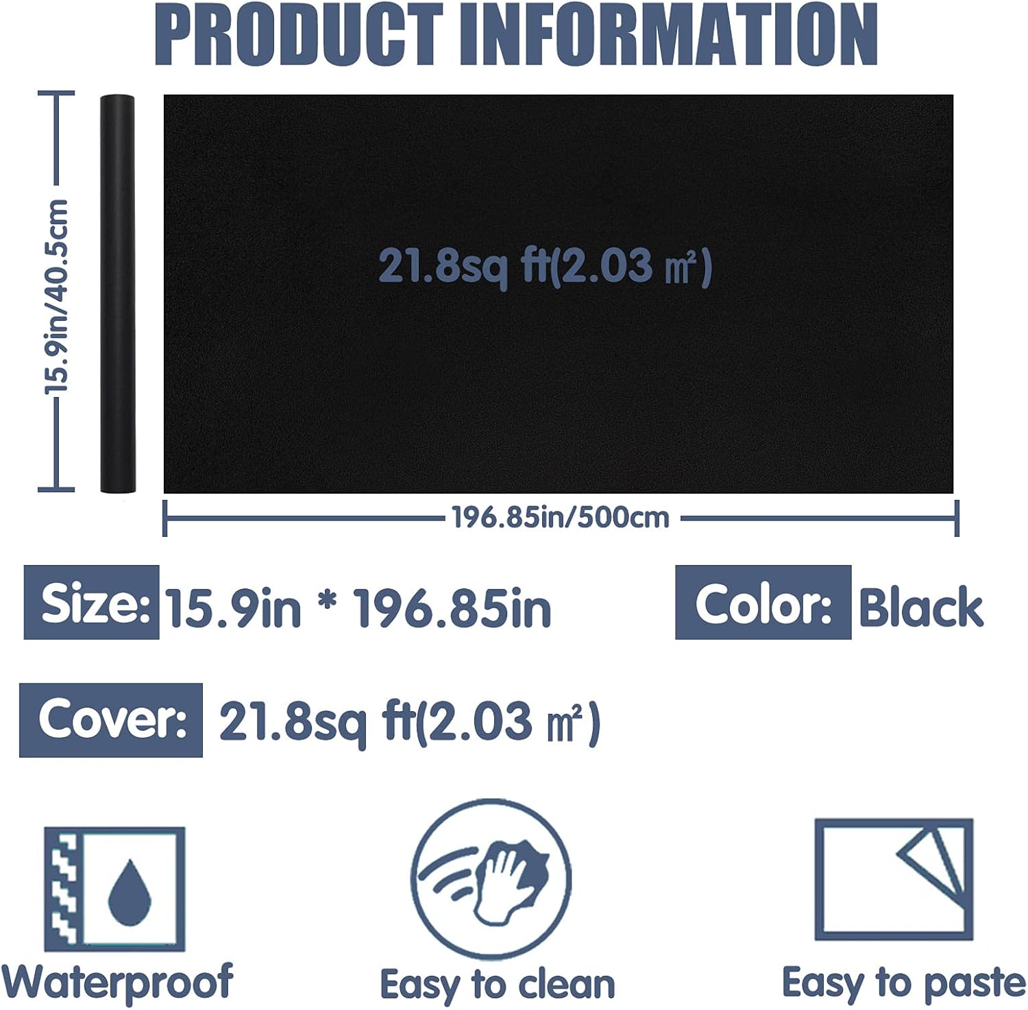WADILE – Papel pintado despegar y pegar 15.9 x 196.8 pulgadas, papel de contacto extraíble para armariosencimeras impermeable, papel de pared para