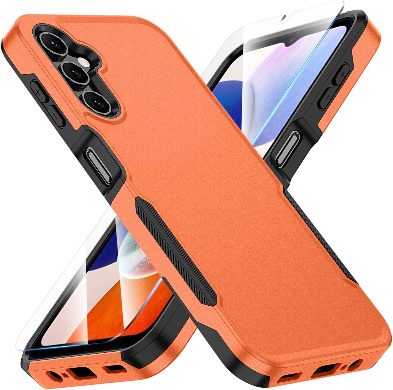 SunRemex Funda 3 en 1 para Samsung Galaxy A14 5G con protector de pantalla HD, funda para Samsung A14 5G de doble capa resistente a prueba de golpes