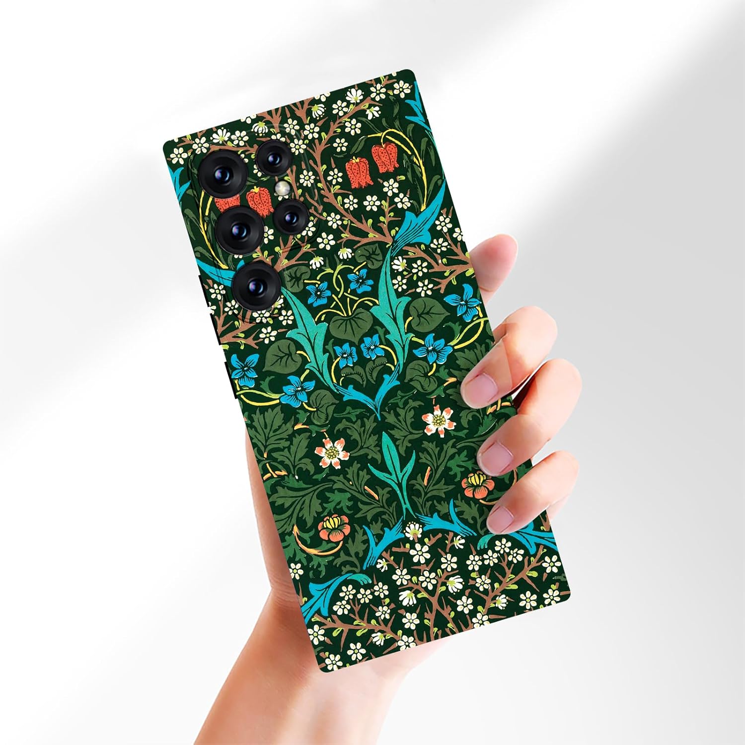 MURLEBAY Funda para Samsung Galaxy S22 Ultra, funda protectora delgada de TPU suave para teléfono con diseño de flores y plantas de flores
