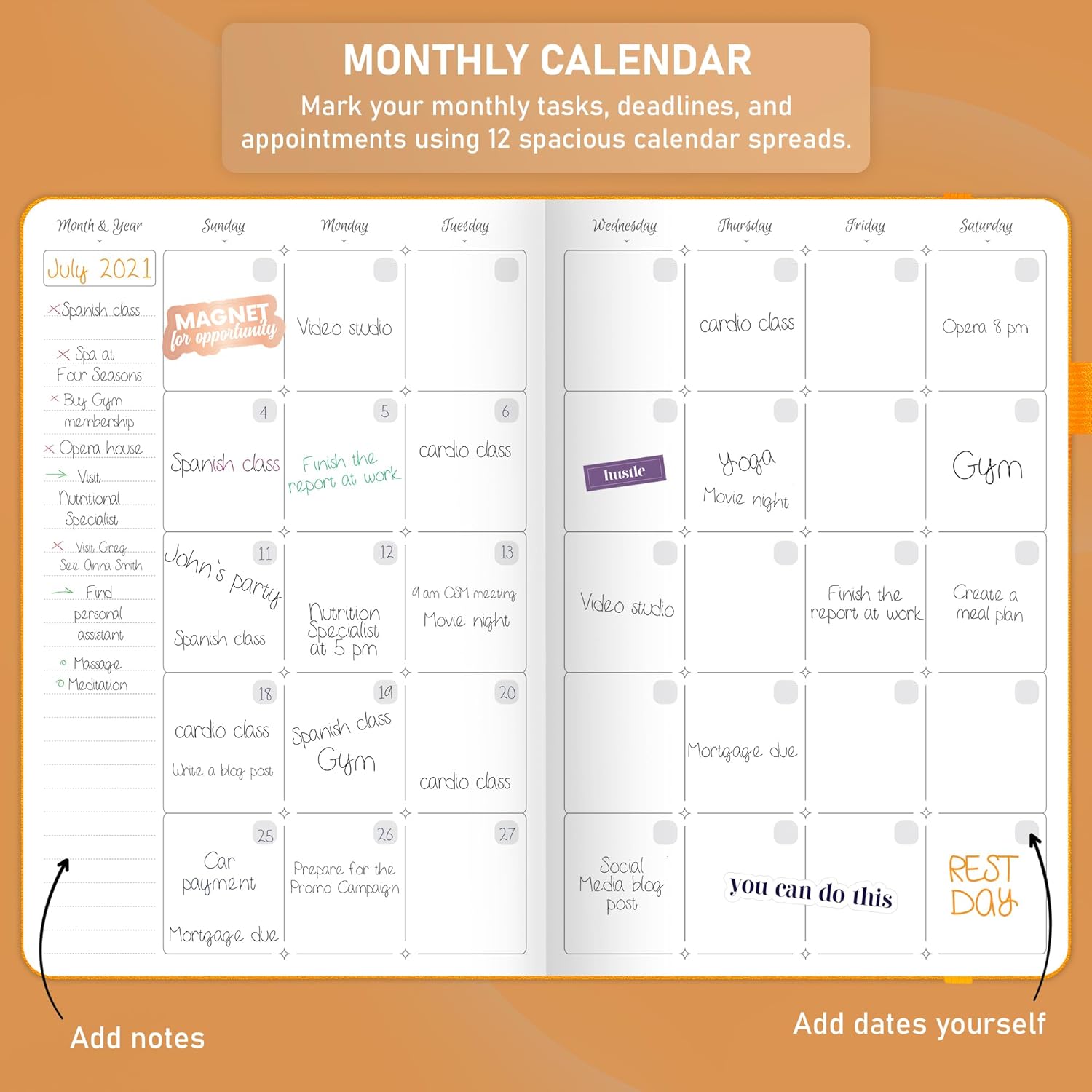 GoGirl Agenda semanal  Planificador de trabajo y vida por hora con ranuras de tiempo  Organizador vertical para productividad diaria, A5 (amarillo