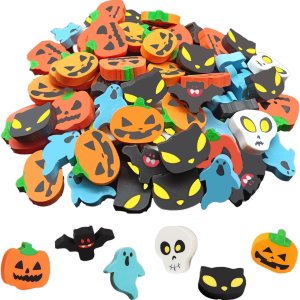 90 borradores de Halloween para niños, calabaza 3D, fantasma, esqueleto, murciélago, gato, mini borrador de goma novedoso para niños, estudiantes, 90 borradores de Halloween para niños, calabaza 3D, fantasma, esqueleto, murciélago, gato, mini borrador de goma novedoso para niños, estudiantes,