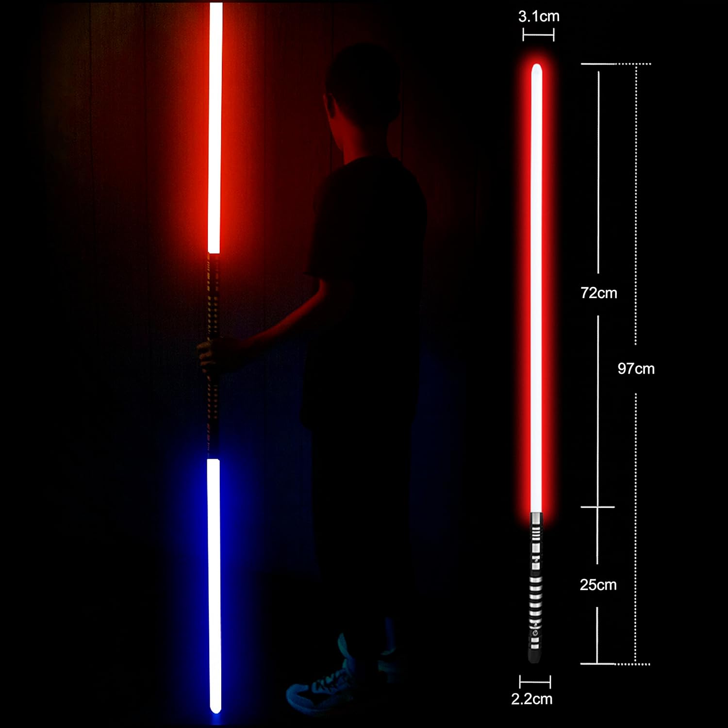 YDD Sable de luz LED de metal ligero de aluminio, Ghost Premium Force FX Black Series Light Ser para adultos aguanta duelos realmente fuertes.