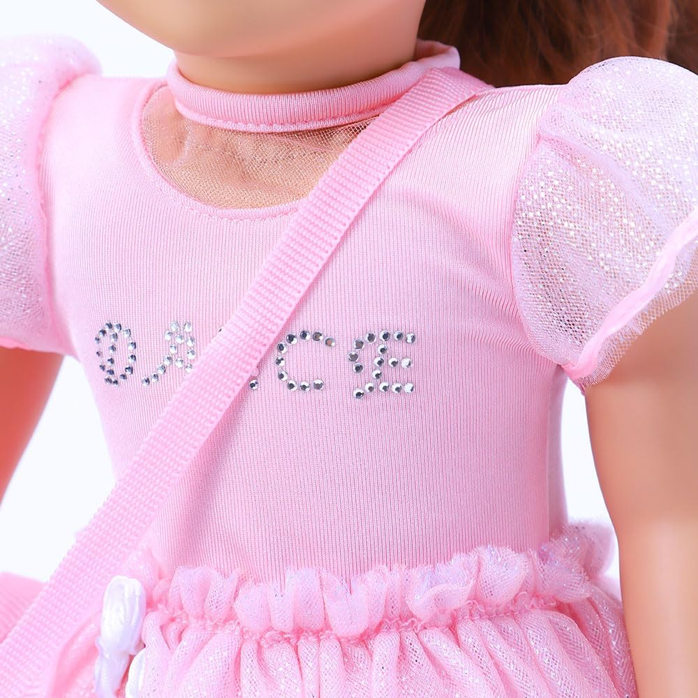 Accesorios de ropa para muñecas de 18 pulgadas, juego de vestido de bailarina de ballet para muñecas de 18 pulgadas, incluye leotardo rosa, medias,