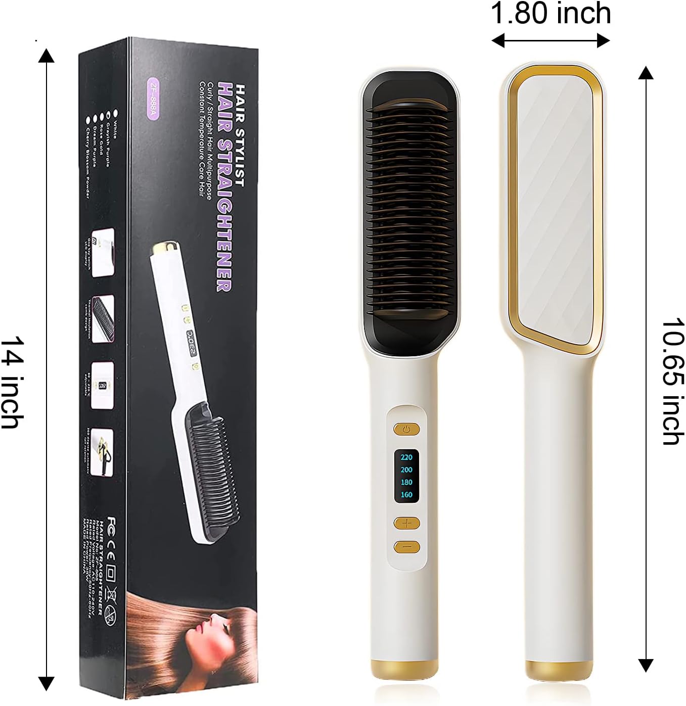 Peine alisador de pelo de iones negativos, calentamiento rápido, antiquemaduras, peine profesional para alisar el cabello, salón de viaje en casa,