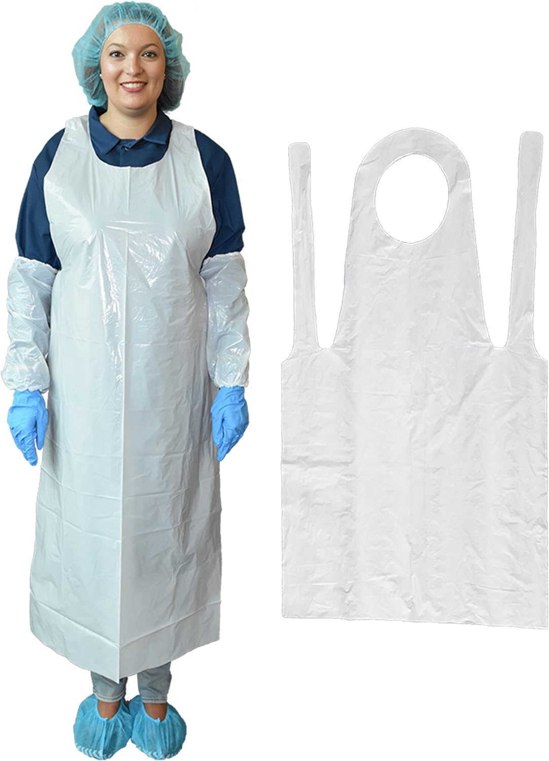PENTAGON SAFETY EQUIPMENT Delantal desechable de plástico pesadopolietileno de 2 mils, 28 x 46 pulgadas, 1005001000