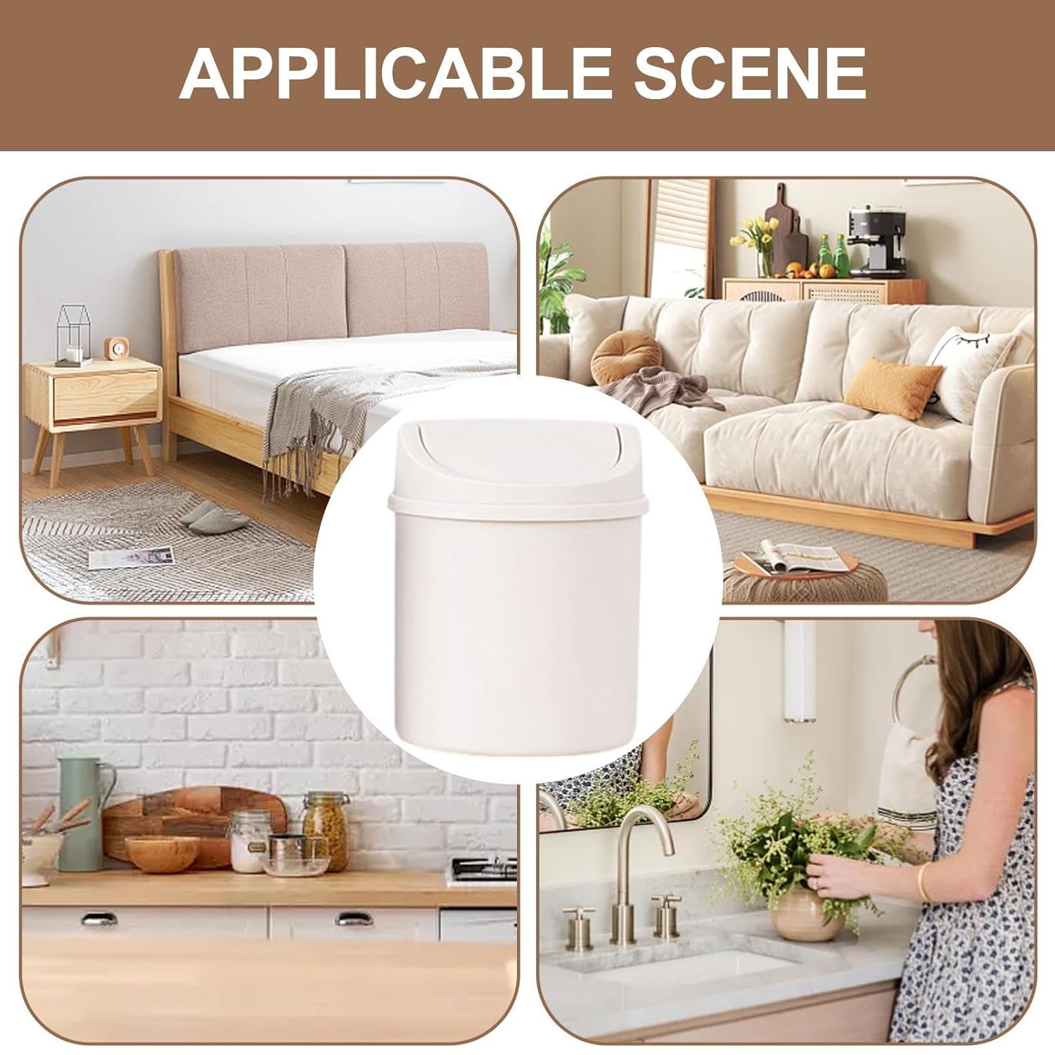 Basurero de cocina, cesta de basura de mesa con tapa, cubo de basura multifuncional para restaurante, pequeño cubo de basura para baño, cubo de