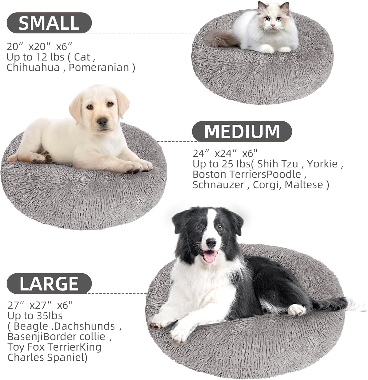 Cama para gatos de interior, cama relajante de felpa suave y relajante de 20 pulgadas para gatos o perros pequeños, medianos y pequeños, cama