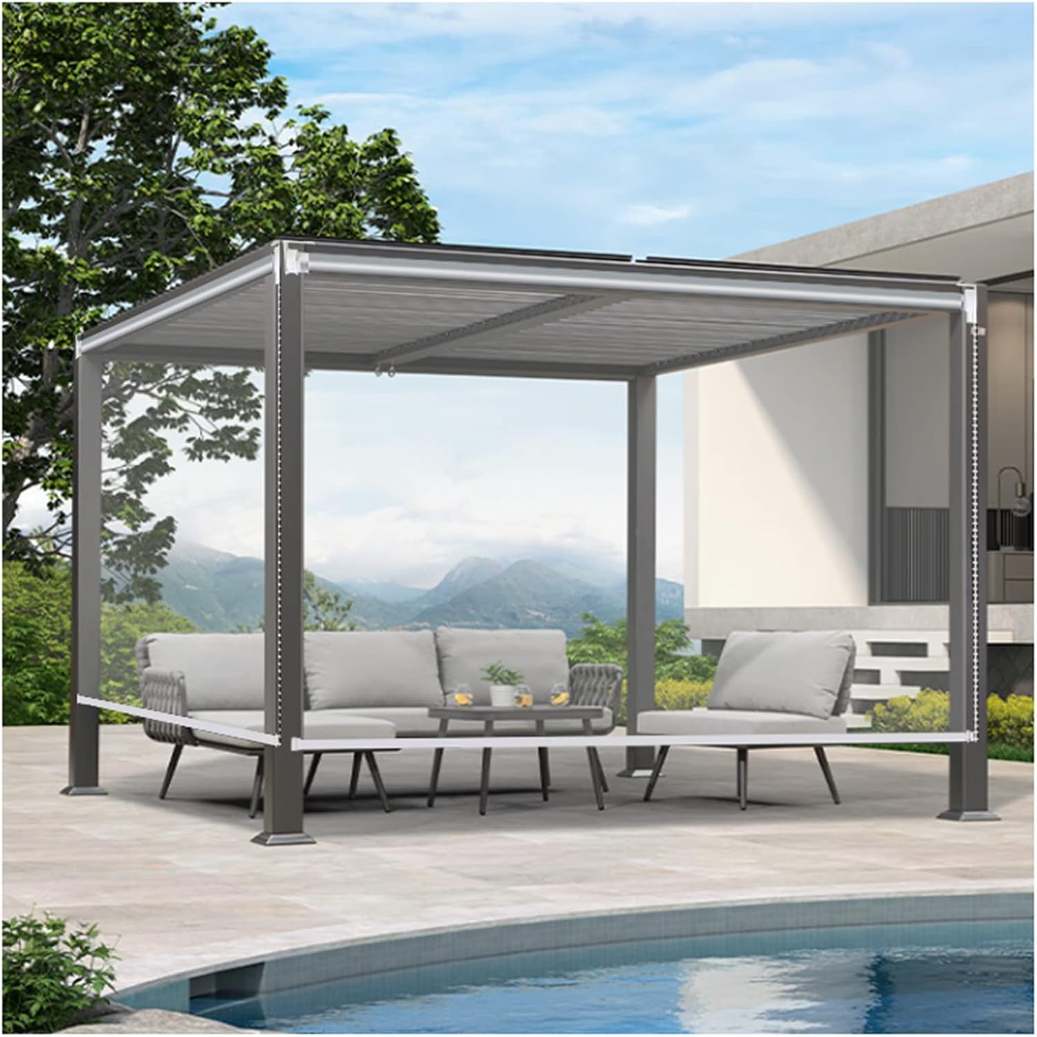 SHUGUANGGUDE Persianas enrollables transparentes impermeables, para exteriores, cortinas enrollables de vinilo transparente HD, persianas para