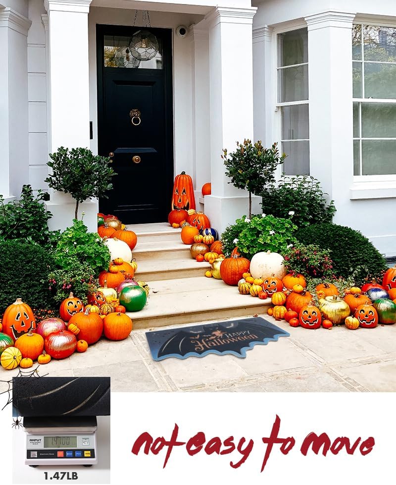 Felpudo de entrada al aire libre de Halloween, tapete de bienvenida impreso con láser 3D, tapete de bienvenida de Halloween resistente al aire libre