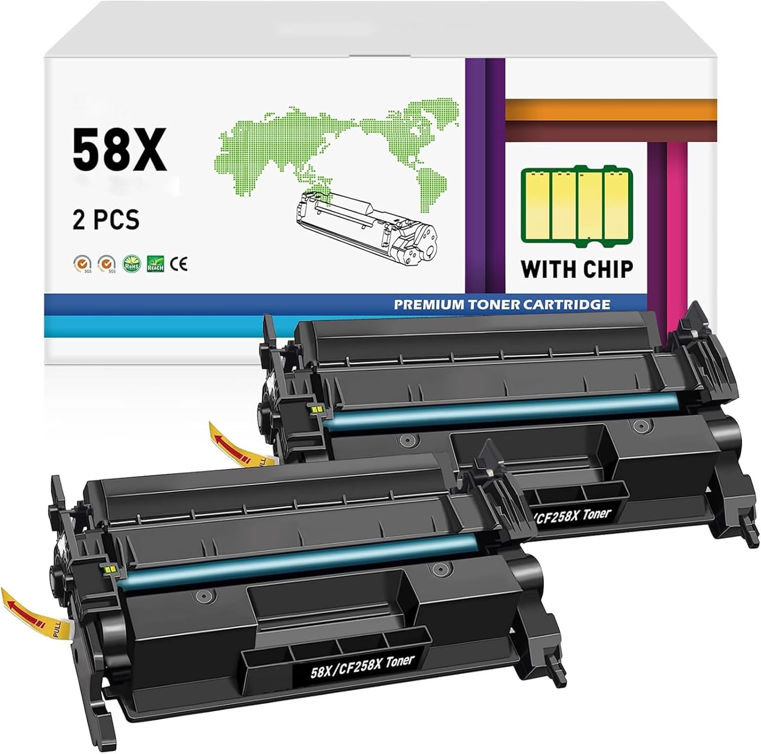 para HP 58X 58A (con chip) Cartuchos de tóner negro Laserjet Enterprise M406 Series, Laserjet Enterprise MFP M430 Series, Pro M404 Series, Laserjet