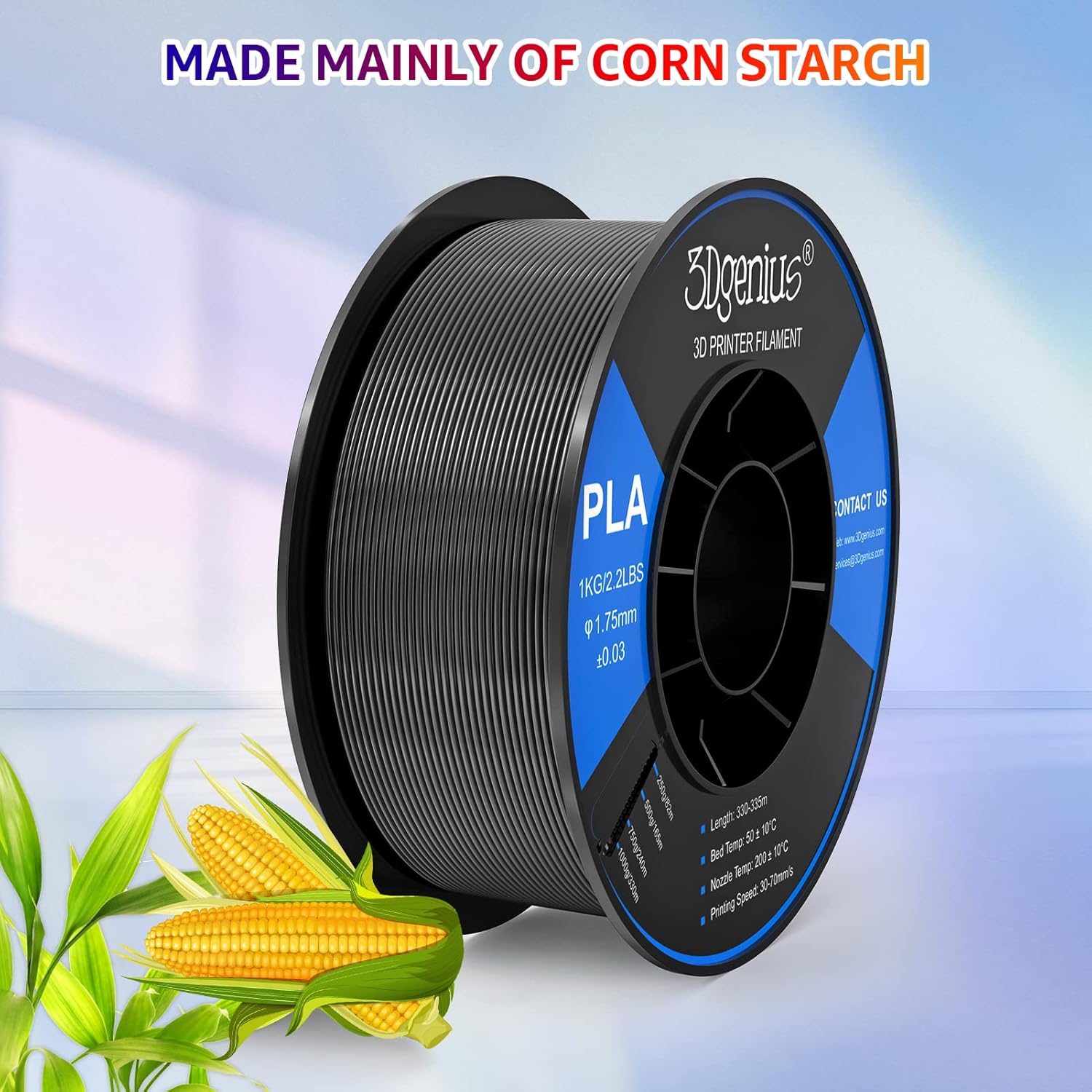 Filamento PLA para impresora 3D, filamento PLA de 0.069 in, carrete de 2.2 lbs2.2 libras, filamento de impresión 3D de 0.069 in, precisión