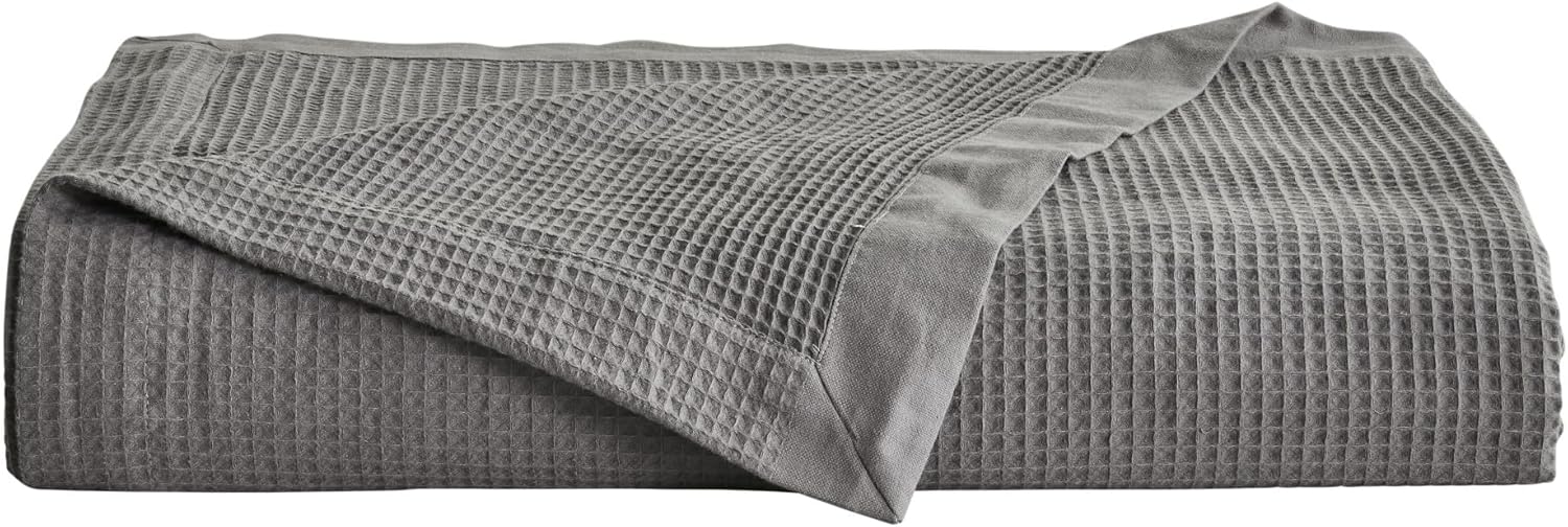Great Bay Home Manta tamaño individual 100 % algodón con tejido de gofre, ligera y transpirable, suave y versátil, perfecta para usar en capas,