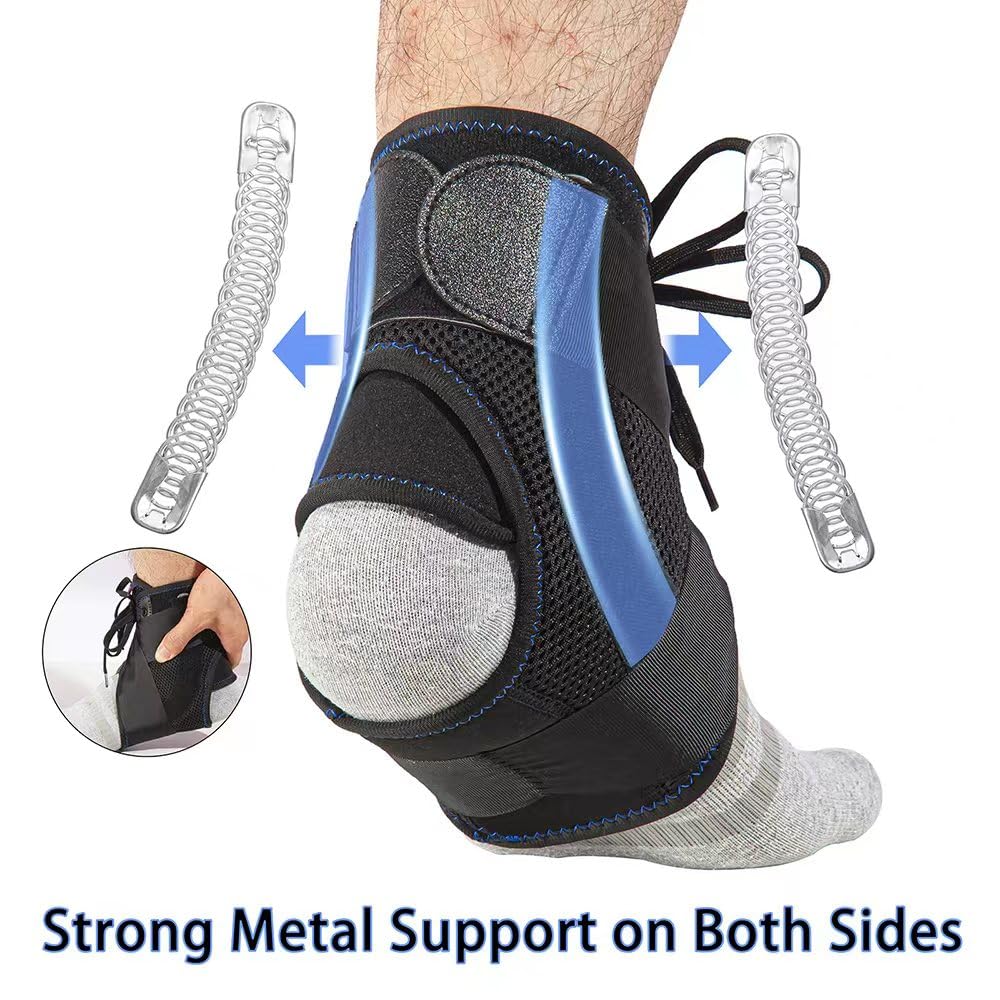 USDCH – Estabilizador de tobillo para hombre y mujer con soporte de resorte de metal extraíble para tobillos hinchados, tendón de Aquiles y