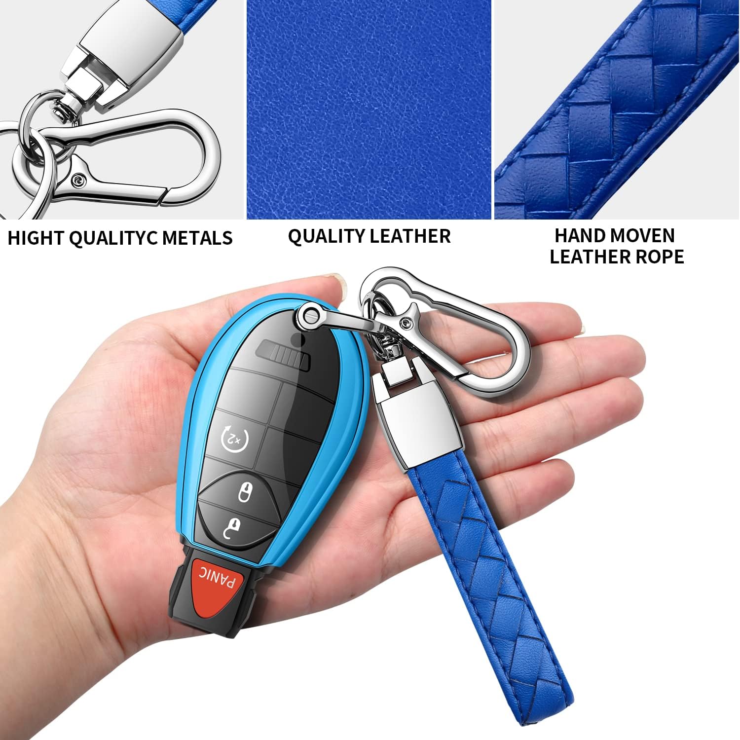 Funda protectora suave para llavero de Dodge, funda protectora suave con llavero de cuero, apta para llave de control remoto Grand Caravan Charger