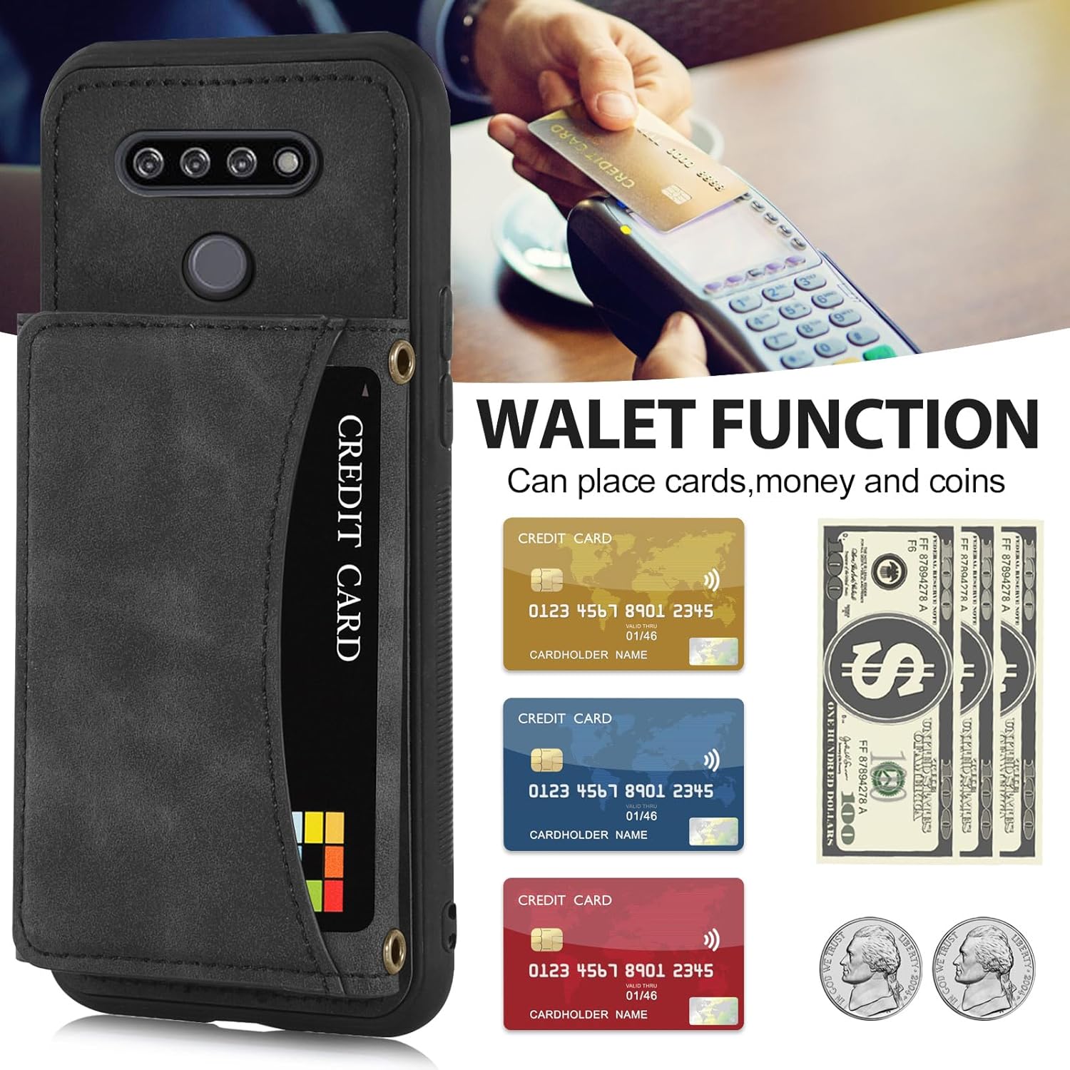 Asuwish Funda de teléfono para LG K51Reflect LTEQ51 Funda tipo cartera con protector de pantalla de vidrio templado y soporte para tarjetas,