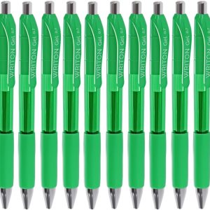 Writon Bolígrafos de gel retráctiles, agarre cómodo, punta fina de 0.028 in, tinta verde, paquete de 12 Writon Bolígrafos de gel retráctiles, agarre cómodo, punta fina de 0.028 in, tinta verde, paquete de 12