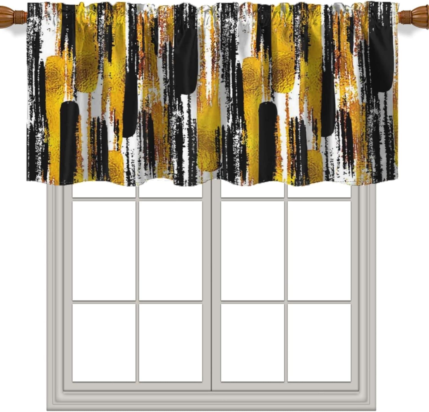 Cenefa de cortina de ventana con temática moderna de estilo artístico, patrón de acuarela para sala de estar, cenefa de cortina con bolsillo para