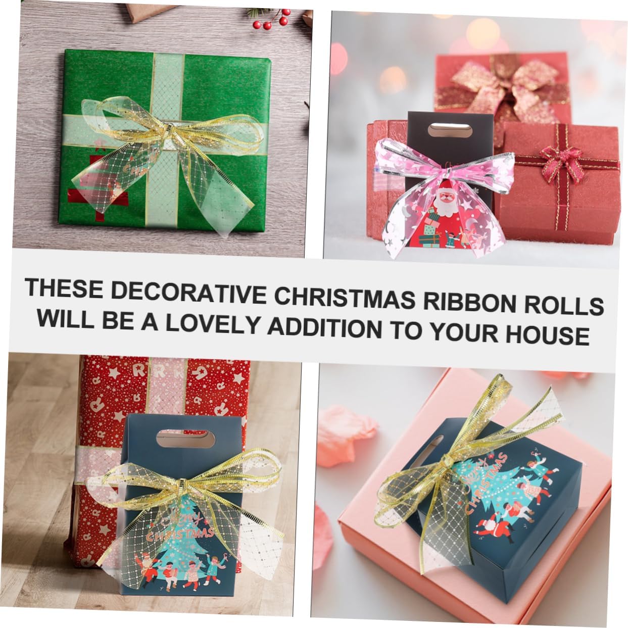 LALAFINA 6 cintas de Navidad anchas para manualidades, cinta de árbol de Navidad, cinta de envoltura de Navidad, relleno de calcetines, cinta de