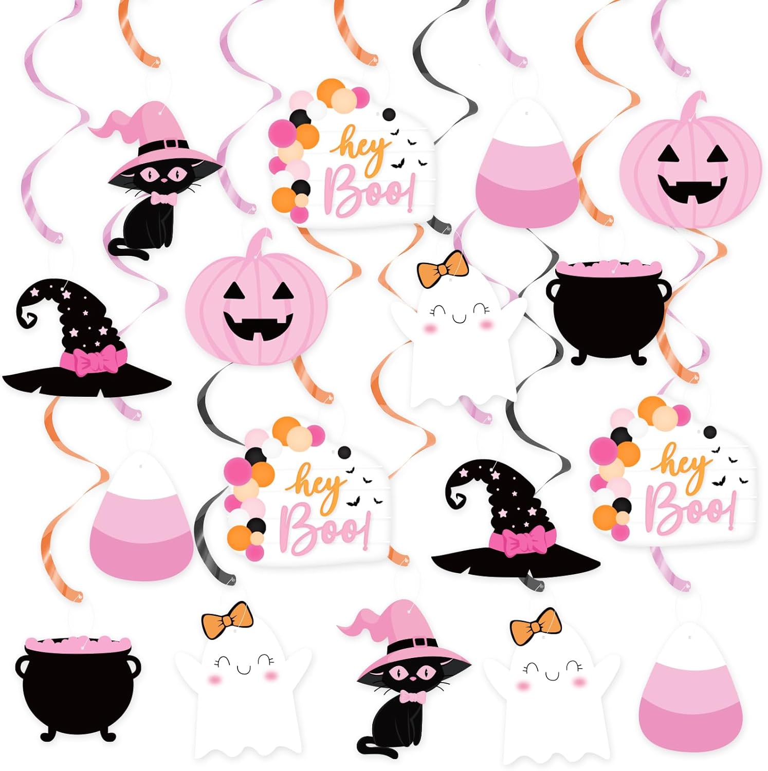 Remolinos colgantes para fiesta de Halloween, lindo caldero de bruja fantasma, calabaza, boo, serpentina colgante de techo para Little Boo Happy Boo