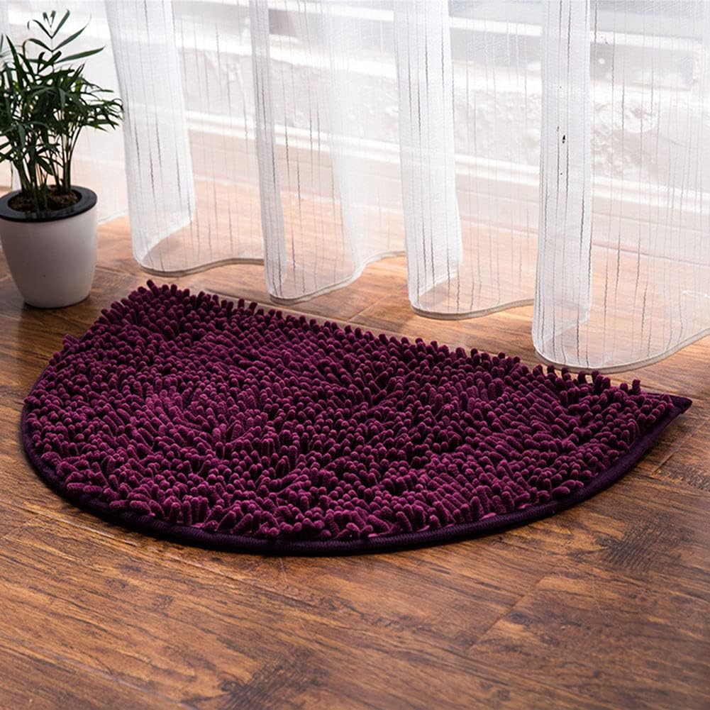 Tapete de baño semicírculo de felpilla, extra suave y súper absorbente, de secado rápido, lavable a máquina, alfombra de felpa para bañera, ducha,