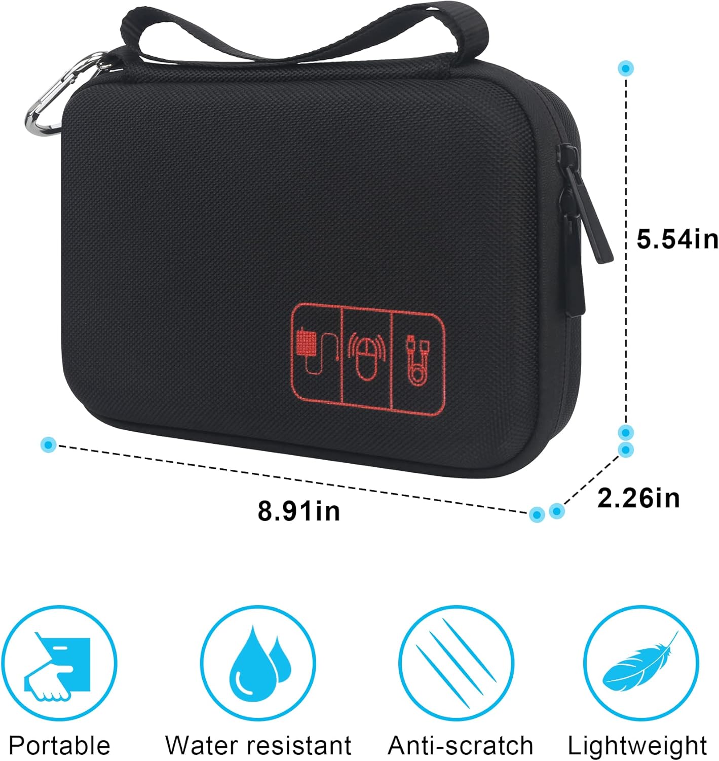 Organizador de cables de viaje duros, universal, pequeño, accesorios electrónicos, estuche de transporte para cargadores y cables, adaptador de