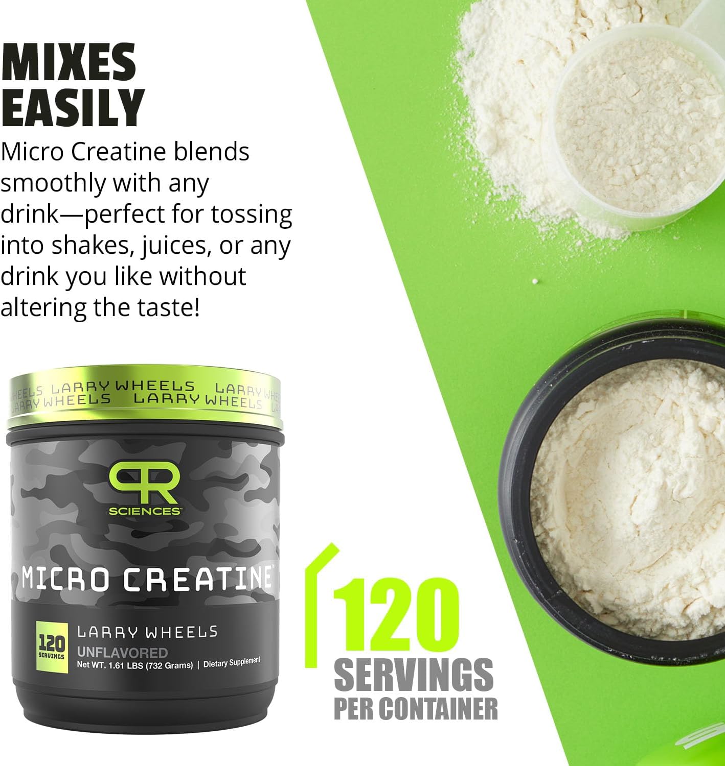 Larry Wheels’ – Polvo de creatina para antes del entrenamiento y después del entrenamiento, polvo que aumenta los músculos para hombres y mujeres,