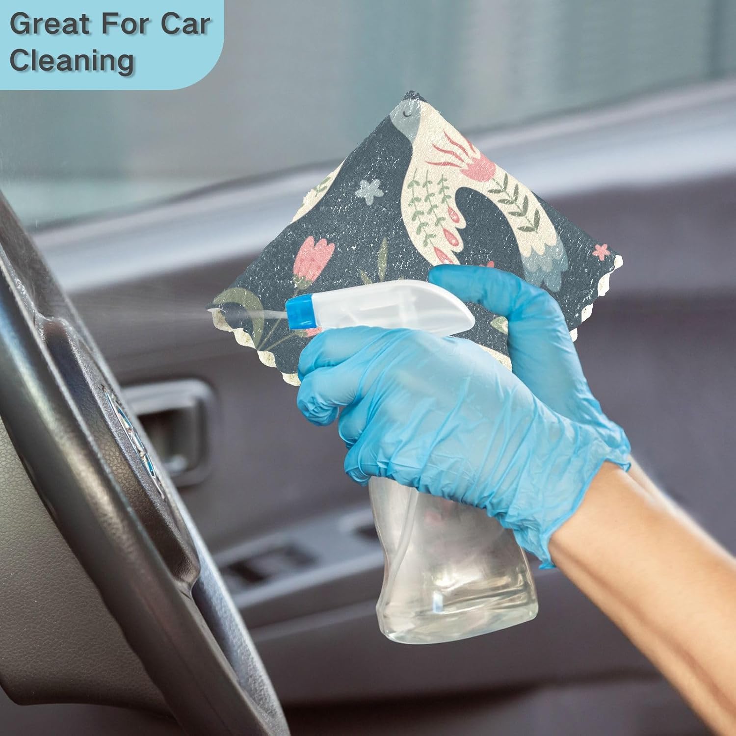 Birds Flowers Quality Print Microfiber Cleaning Cloths Quick Dry 6 Pack Microfiber Absorbant Towel for Bathroom Table