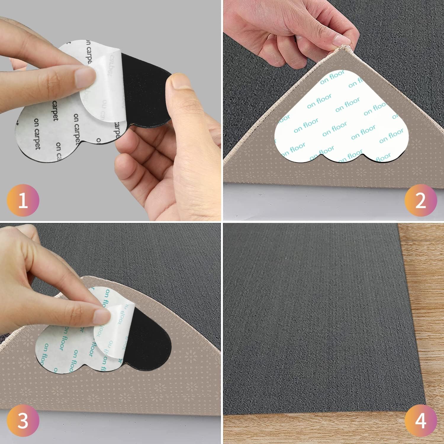 Paquete de 11 almohadillas antideslizantes para alfombras, almohadillas antideslizantes de doble cara, calcomanías de cinta lavable para alfombra,