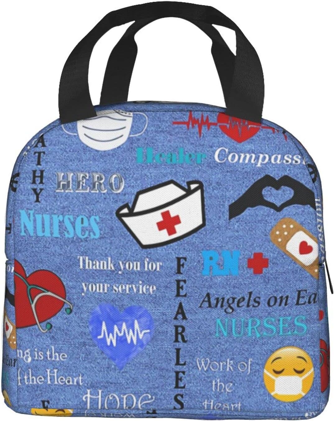 Bolsa de almuerzo con temática de enfermera para mujer, bolsa de mano aislada, reutilizable, hielera para el trabajo, picnic, viajes, talla única