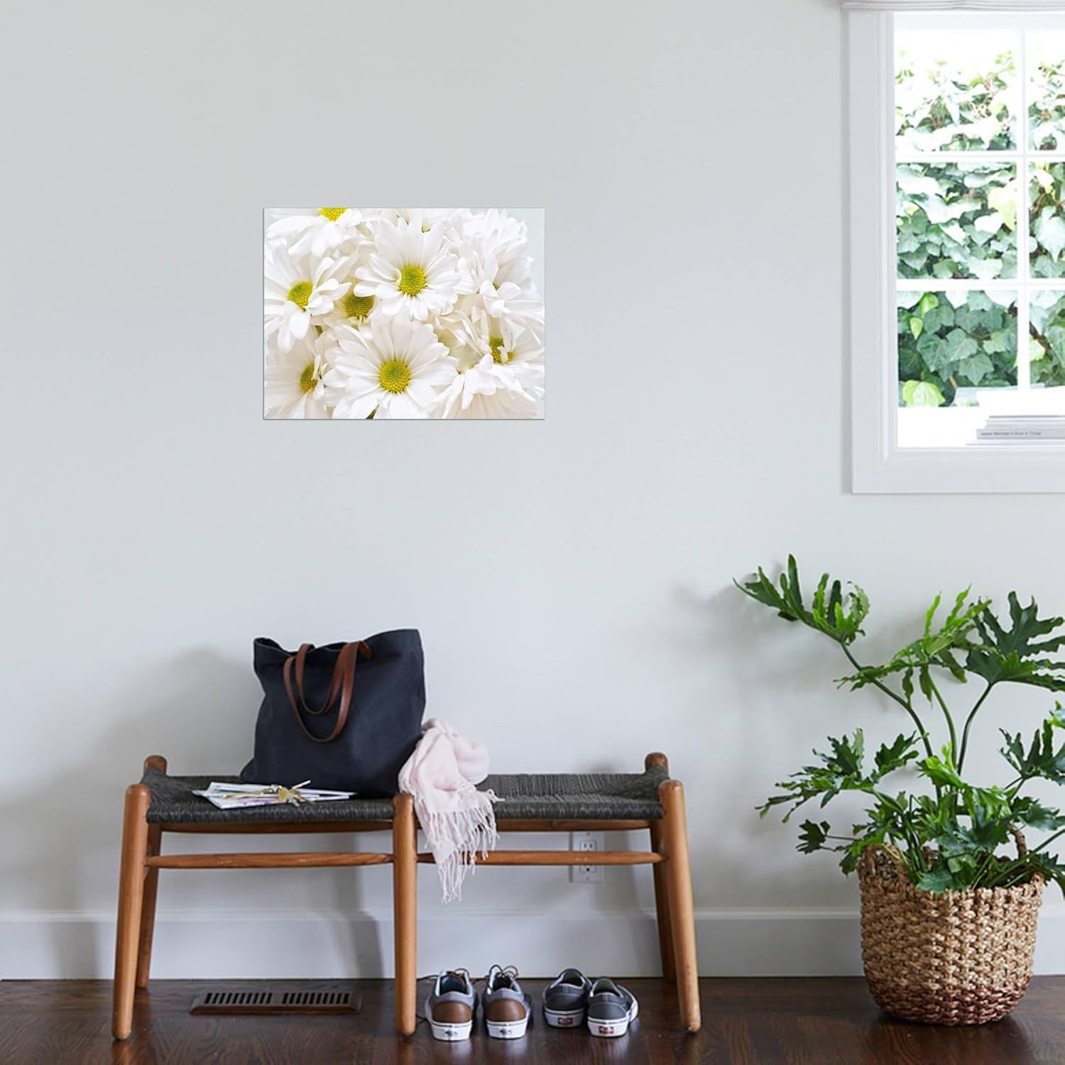 Lienzo decorativo para pared, diseño de margaritas blancas de Gail Peck, decoración botánica, 24 x 18 pulgadas