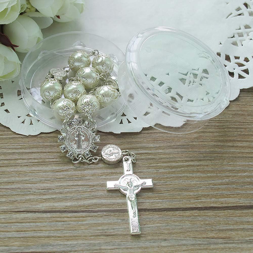 YRP 12 pulseras chapadas en plata para fiestas de bautismo, en cajas acrílicas individuales, recuerdos de boda, recuerdos de quinceañera con bolsas