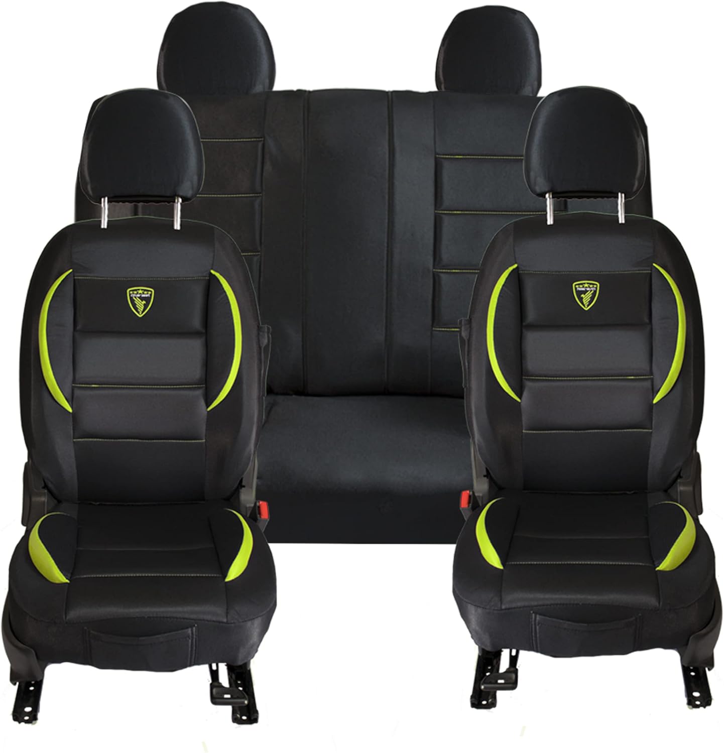 Cubre Asientos de Carros Set Fundas Universal Juego 11 piezas Forros Deportivos Negro Verde